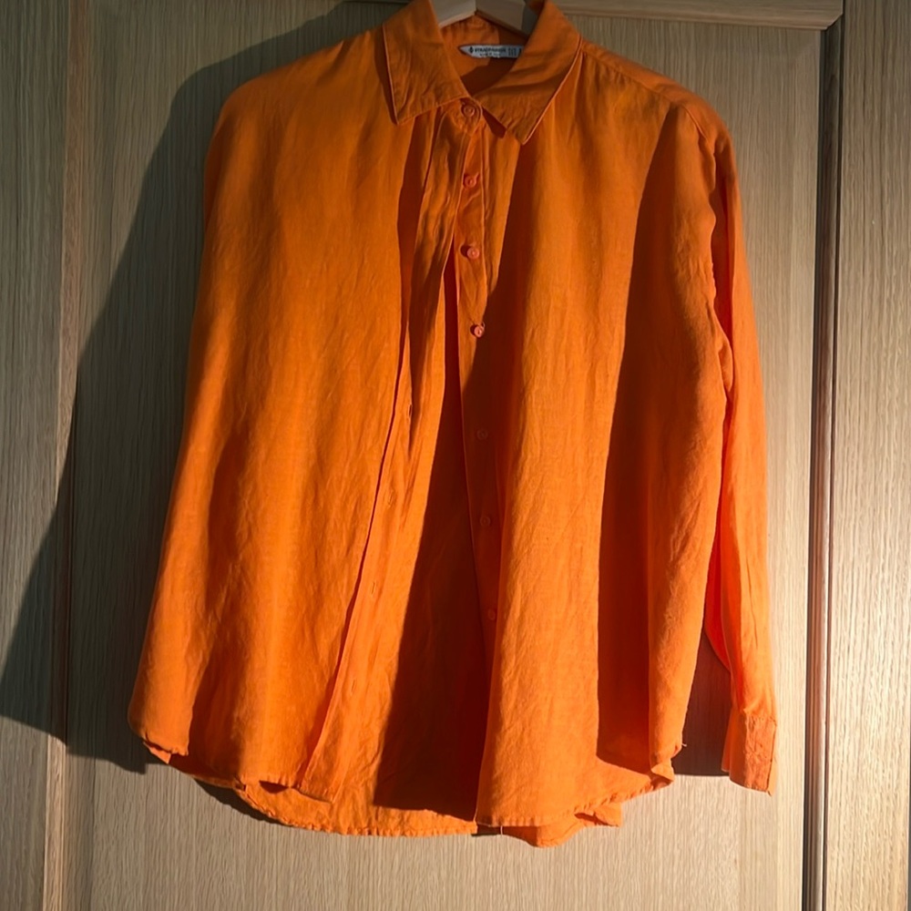 Linen Orange Button Up